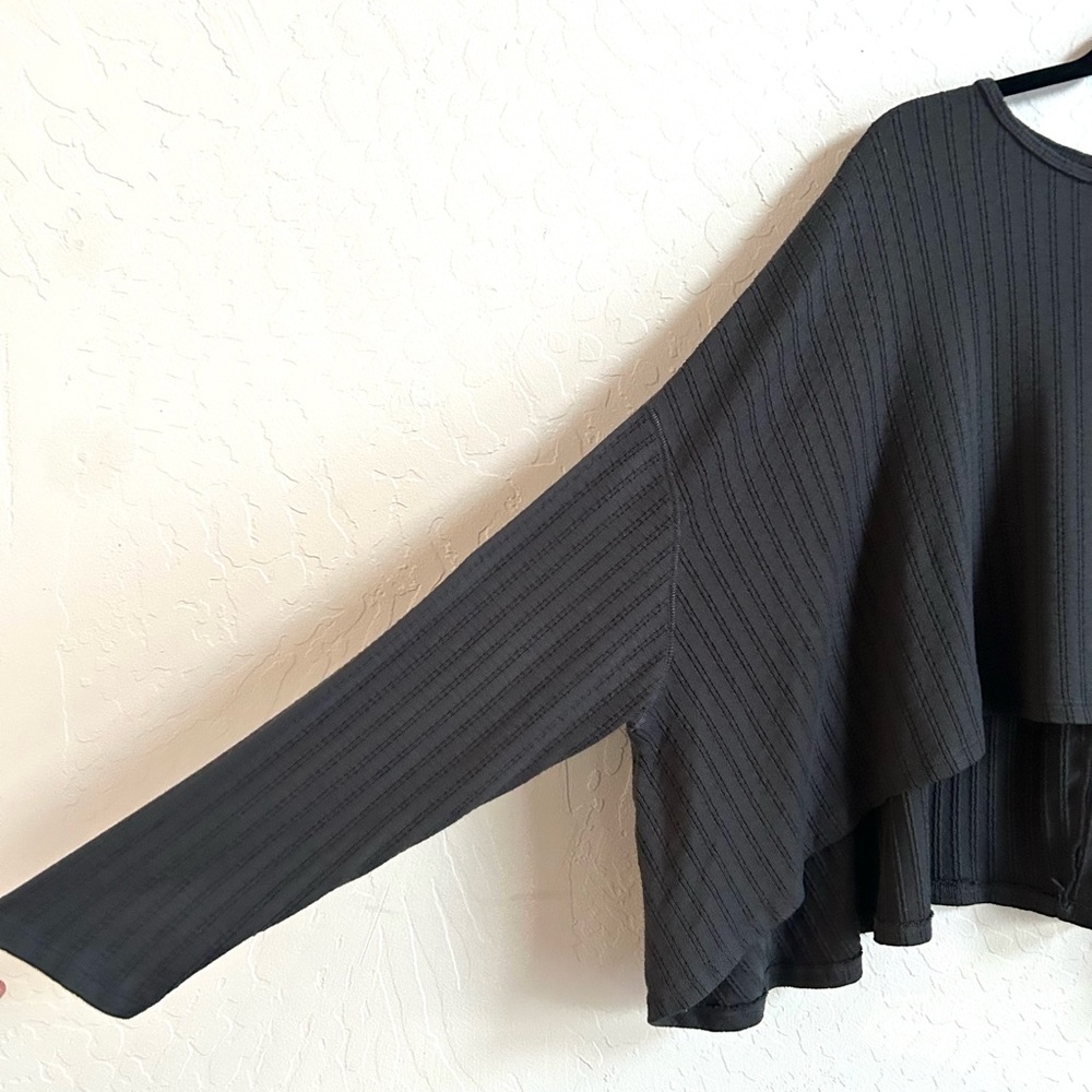 Women's Long Sleeve Waffle Lounge top - Charcoal - Picture 5 of 7